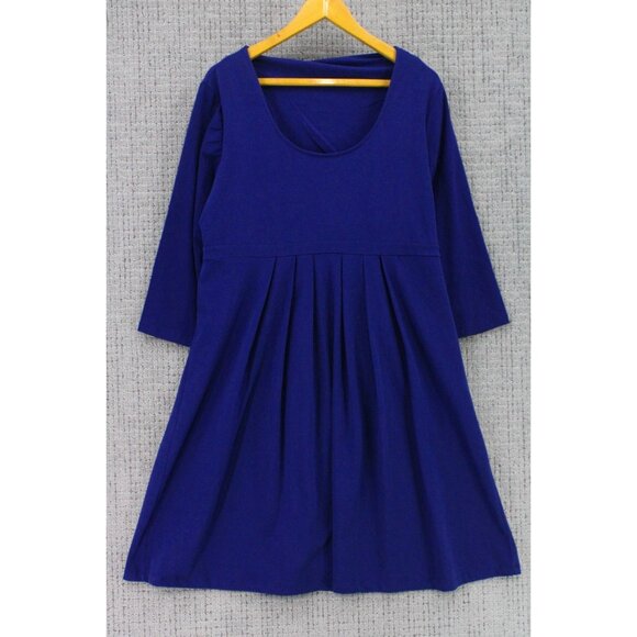 Chadwicks Of Boston Dress Womens Size XL Navy Blue 3/4 Sleeve Boat Neck Flare - Picture 1 of 10